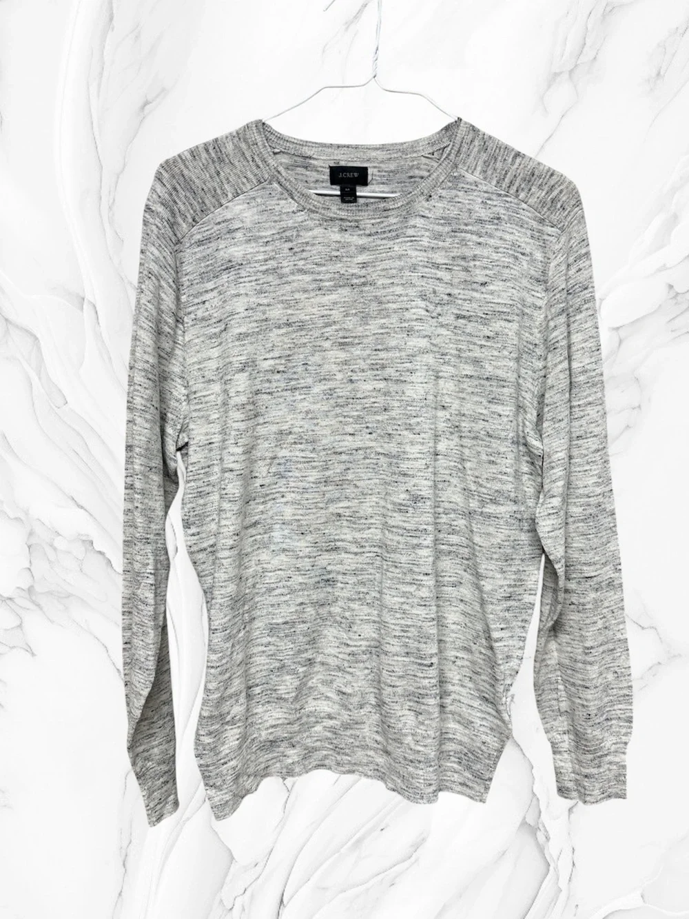 J. Crew Marled Light Gray Crewneck Sweater medium cotton blend